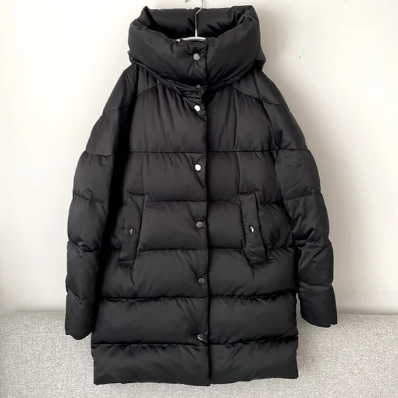 Zara Black Puffer Coat Size XS - Picture 2 of 16
